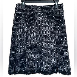 Express Design Studio Wool Tweed Black White Sequins Lined Knee Skirt Size 6